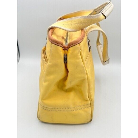 COACH Hampton Yellow & White Double Handles Satin Satchel #F11992 - Picture 3 of 7